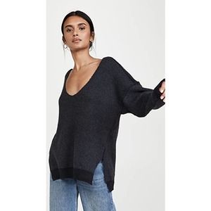 New Free People Sweater Weather V-Neck Pullover $128 SMALL Black